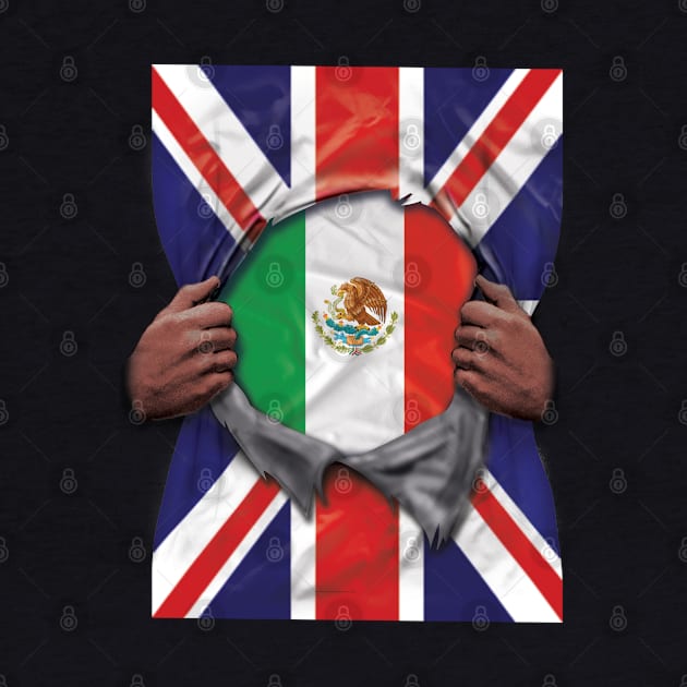 Mexico Flag Great Britain Flag Ripped - Gift for Mexican From Mexico by Country Flags